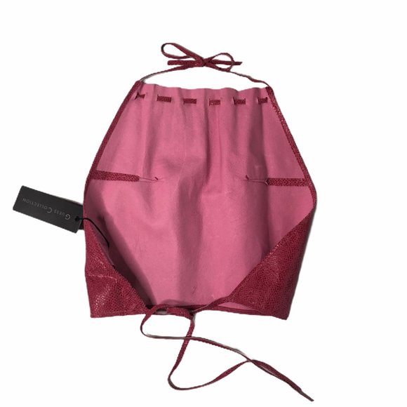 GUESS COLLECTION LEATHER SNAKESKIN HALTER CROP TOP - Picture 6 of 9